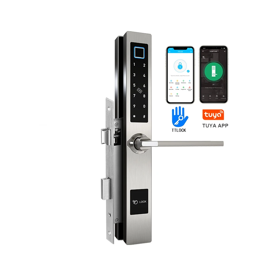 

Waterproof TTLock Tuya WiFi APP Smart Locks Sliding Glass Aluminum Door Electric Digital Code Fingerprint Door Lock