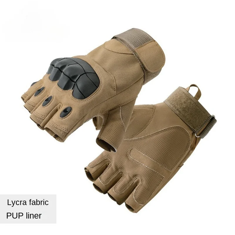 قفازات التكتيكية الرجال النساء في الهواء الطلق تسلق الجبال التدريب امتصاص الصدمات مقاومة للاهتراء نصف اصبع قفازات ركوب الخيل تنفس #5