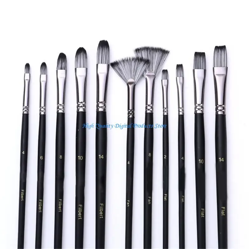 

U2JE 24x Acrylic Paint Brushes Nylon Brush Set Artist Painting Brushes for Painting