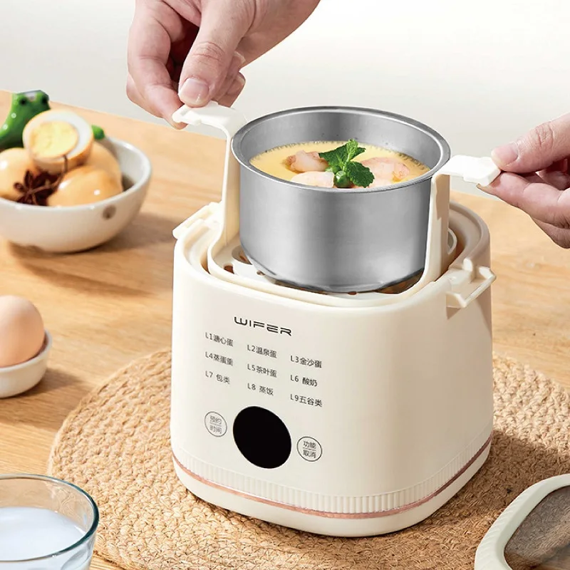 

220V Smart Mini Egg Cooker Multi-function Dormitory Breakfast Machine Appointment Electric Steamer Automatic Shutdown 300W