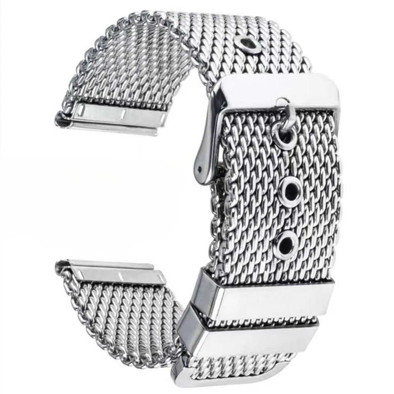Milanese loop สําหรับ Apple Watch Ultra Series 316L สแตนเลสตาข่ายสําหรับ iWatch ร่มชูชีพหัวเข็มขัด 18 มม.20 มม.22 มม.24 มม.
