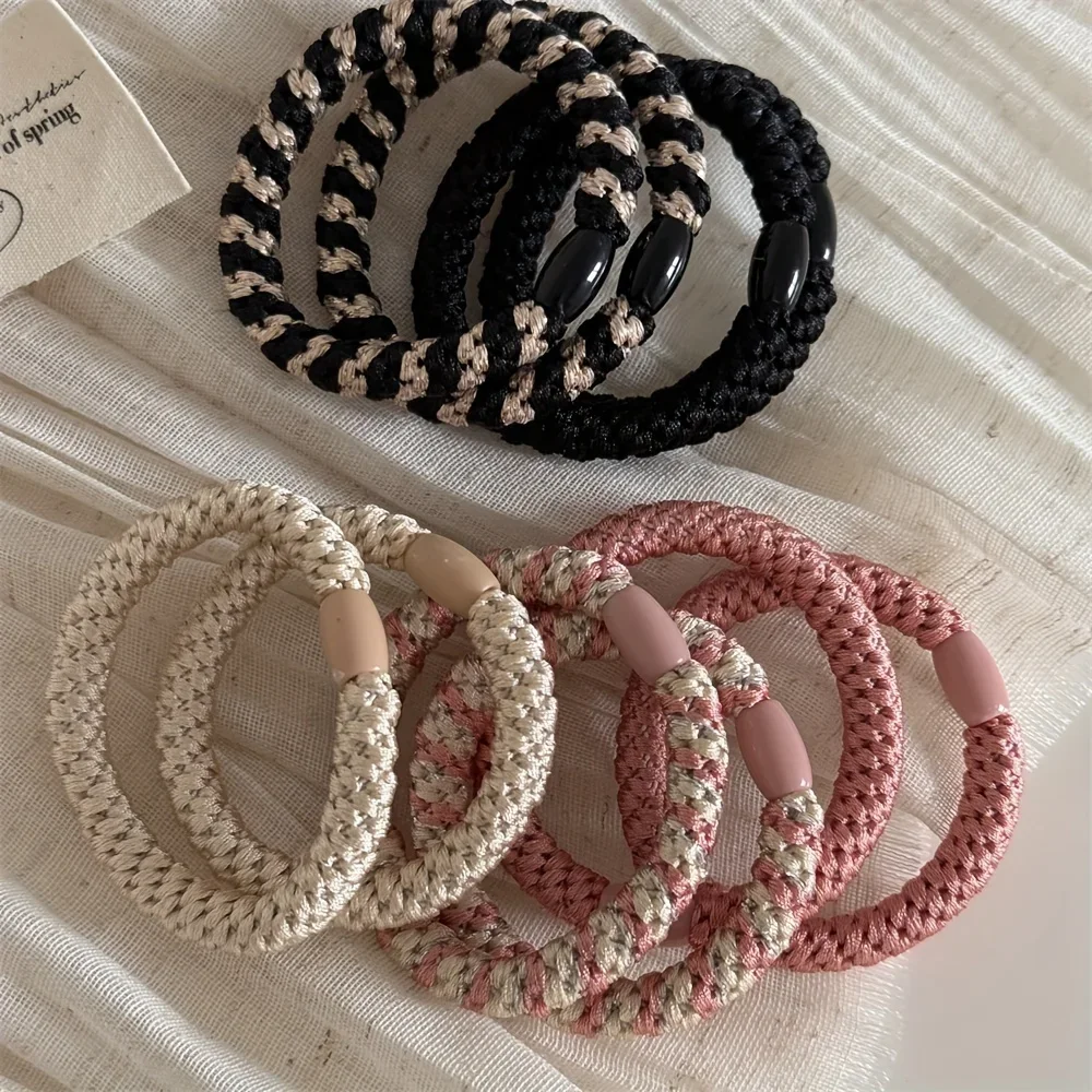 5pcs Hair Ties Twisted Knitted Rubber Bands Basic Elastic Hair Band Durable Ponytail Holder Women Hair Accessories image 6