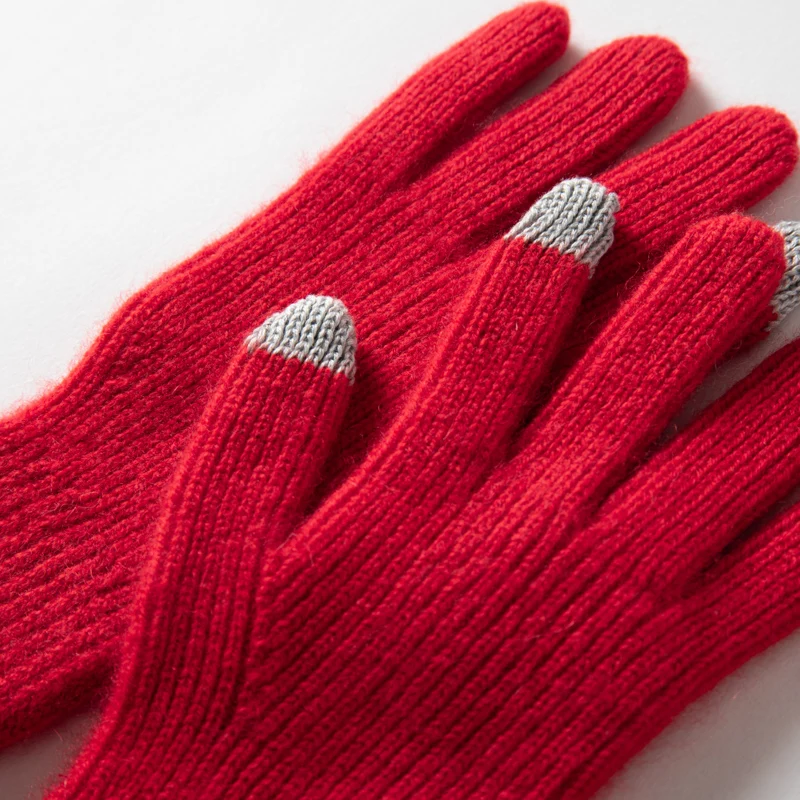 MERRILAMB Herbst Winter Handschuhe Frauen Hohe Qualität Kaschmir Stricken Weiche Warme Touchscreen Fäustlinge Stretch Solide Volle Finger Guantes – Detail 11
