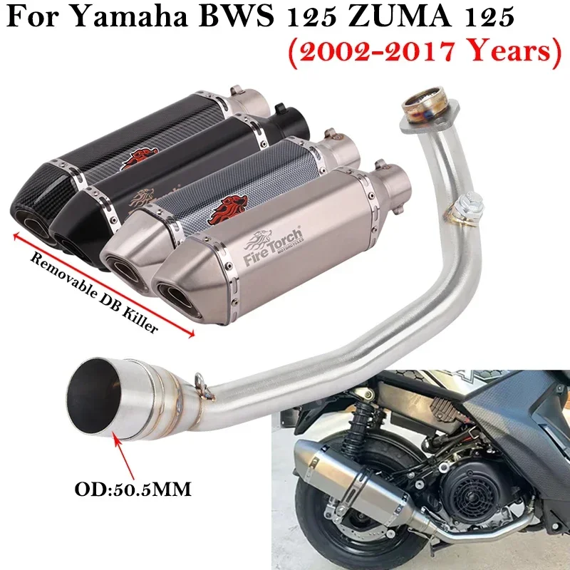 Slip On For Yamaha BWS 125 ZUMA 125 2002 - 2017 Motorcycle Exhaust Escape Full Systems Front Middle Link Pipe Connection Muffler
