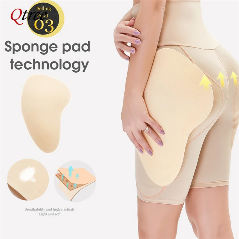 Qtree Women Hip Pads High Waist Panties Shapewear Tummy Shaper Fake Ass Butt Lifter Booty Enhancer Buttock Shorts Thigh Trimmer