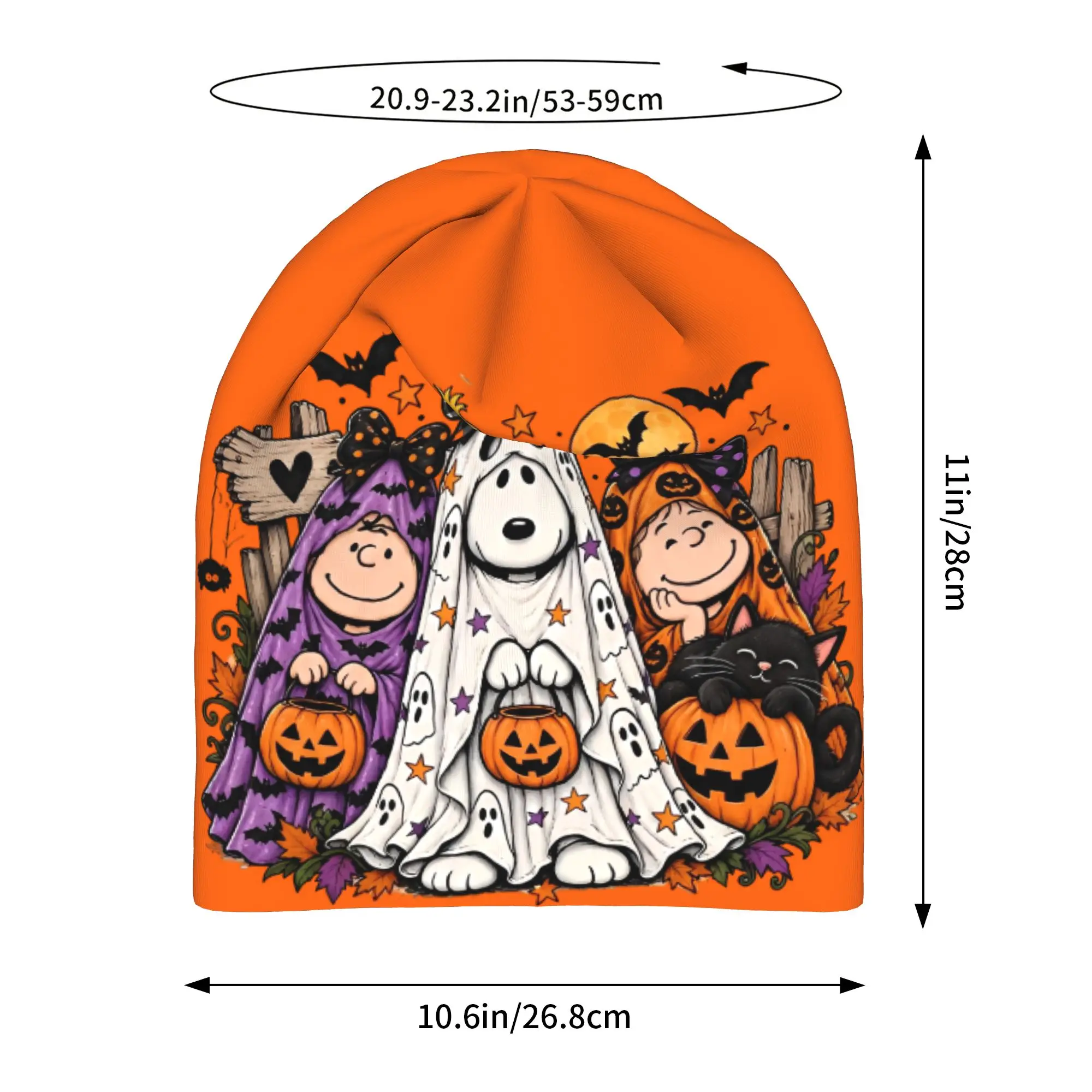 snoopyes halloween pumpkin Trick or treat Skull Cap Beanie Lightweight  Sleeping Hat for Men Women