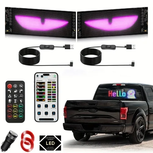 16*96 LEDs coche Ojo del diablo luz LED camión luz de ojo dinámica pantalla de visualización de coche pegatinas decorativas Emoji luz para camiones