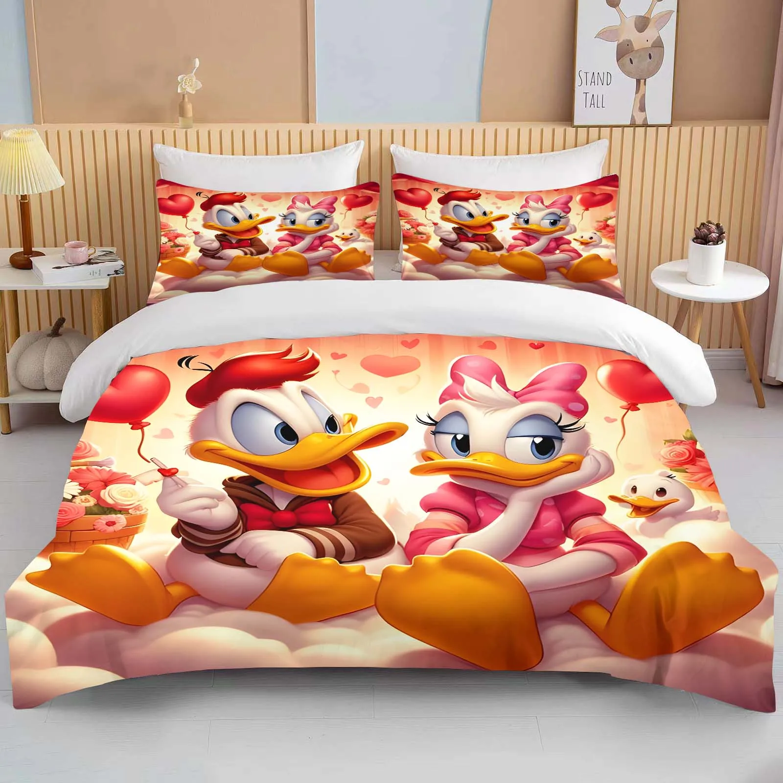 Disney Donald Daisy Duck Printed Soft Bedding Set Cartoon Duvet Cover Comforter Pillowcase Boys Girls Children Adults King Gift