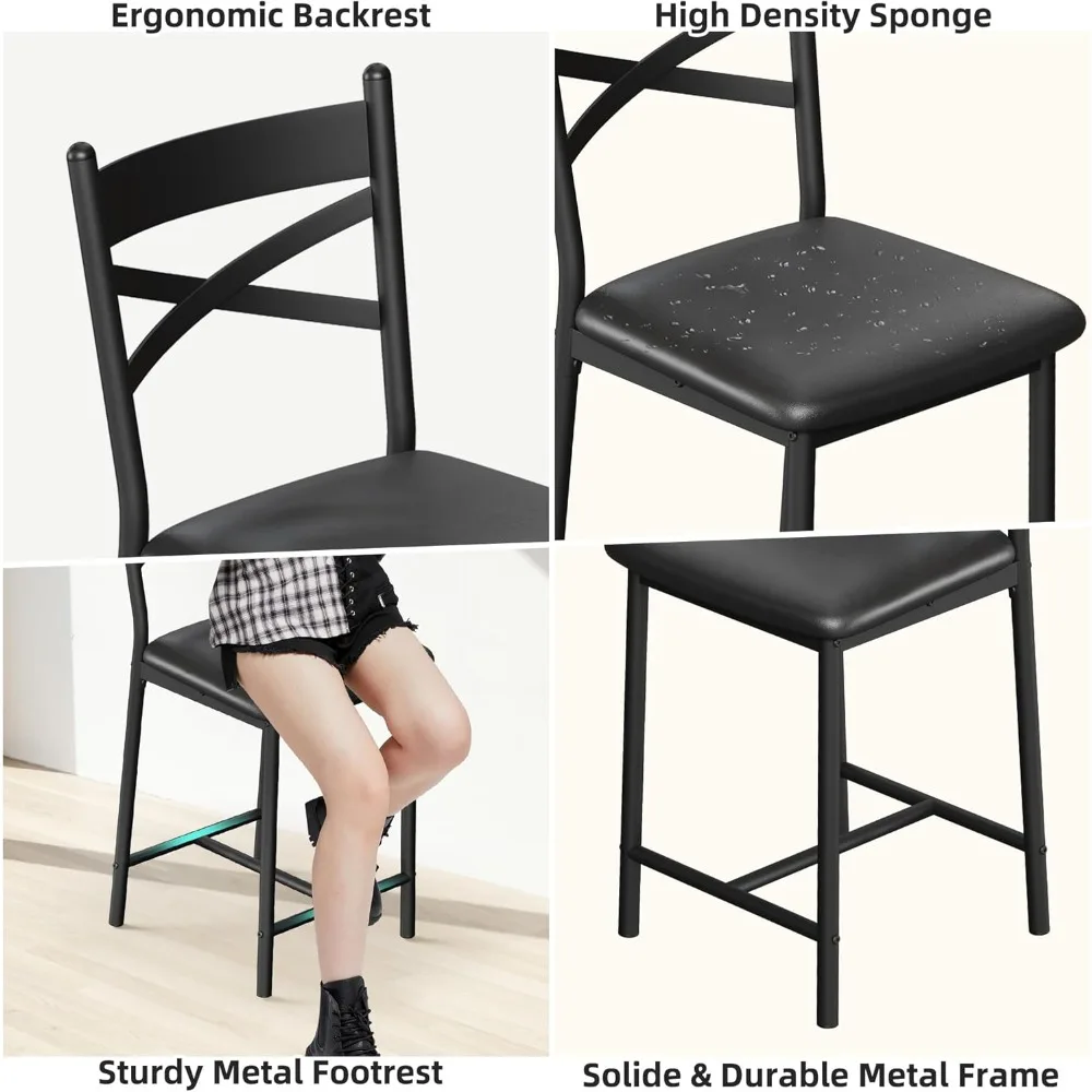 مجموعة مقاعد بار مقاس 26 بوصة مكونة من 4 قطع، كراسي بار منجدة مع ظهر، وسادة سميكة، مقاعد للبار ذات ارتفاع مضاد لجزيرة المطبخ #5