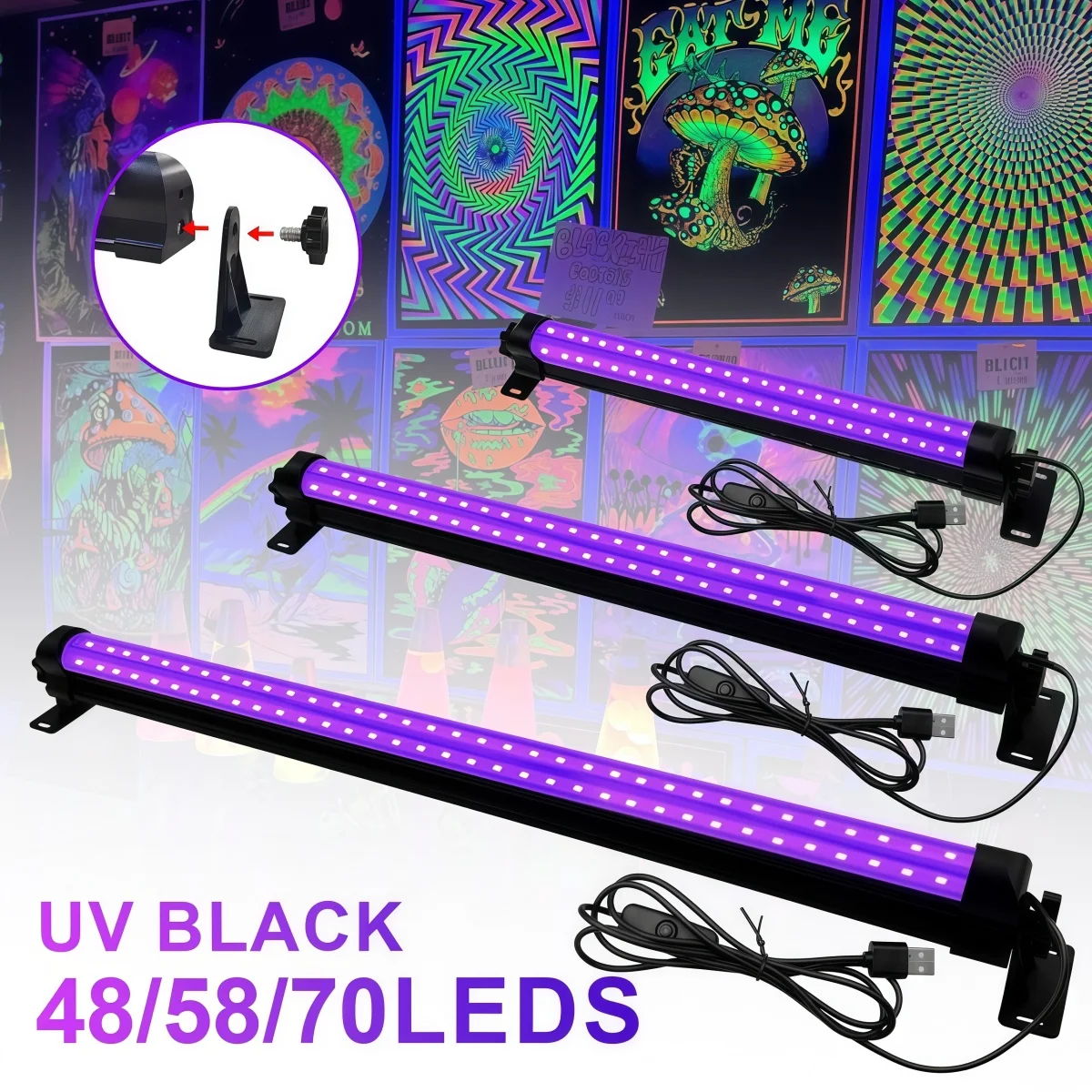 Frame Style Lamp for Disco Glow Party Stage Light UV Black Light LED Light Black Light LED Spotlight 395nm Birthday Party