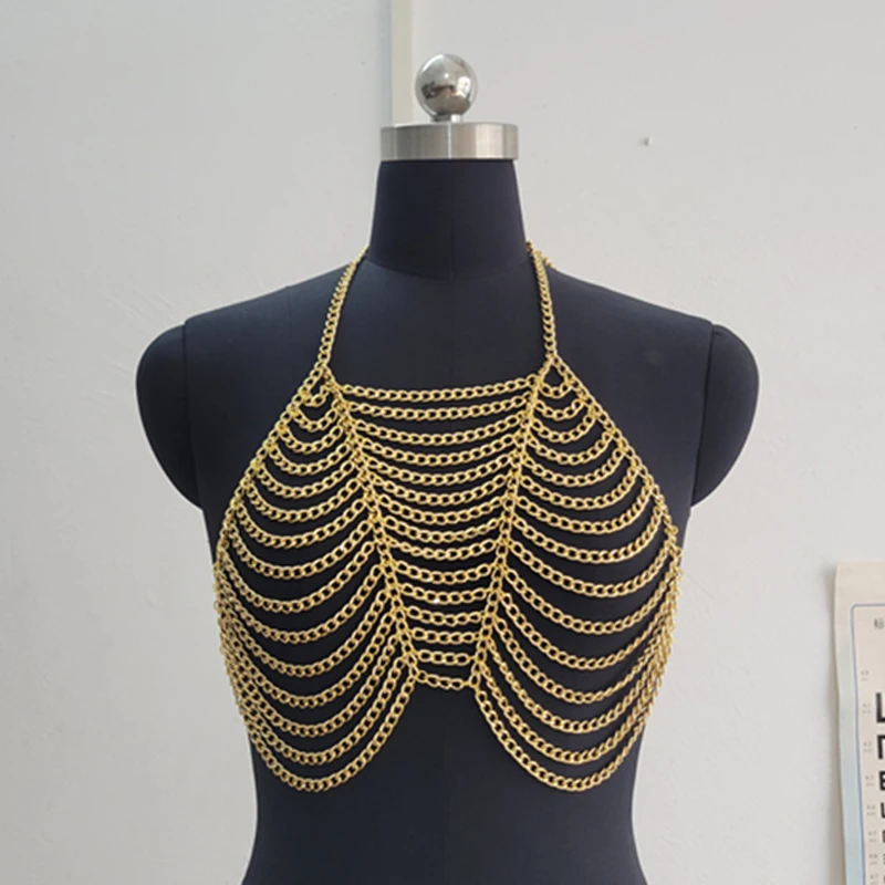 Vintage 2000er Schmuck Mehrlagige BH-Körperkette Sexy Niedliche Tops Damenbekleidung 2026 Sommer Festival Crop Tops Camisole Halsketten – Detail 10