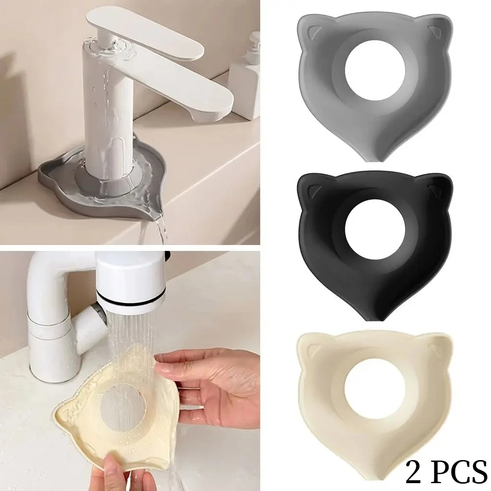 2pcs Creative Cat-Shaped Drainage Mat Silicone Quick Drainage Faucet Drip Tray Multifunctional Drain Mat Kitchen Sink