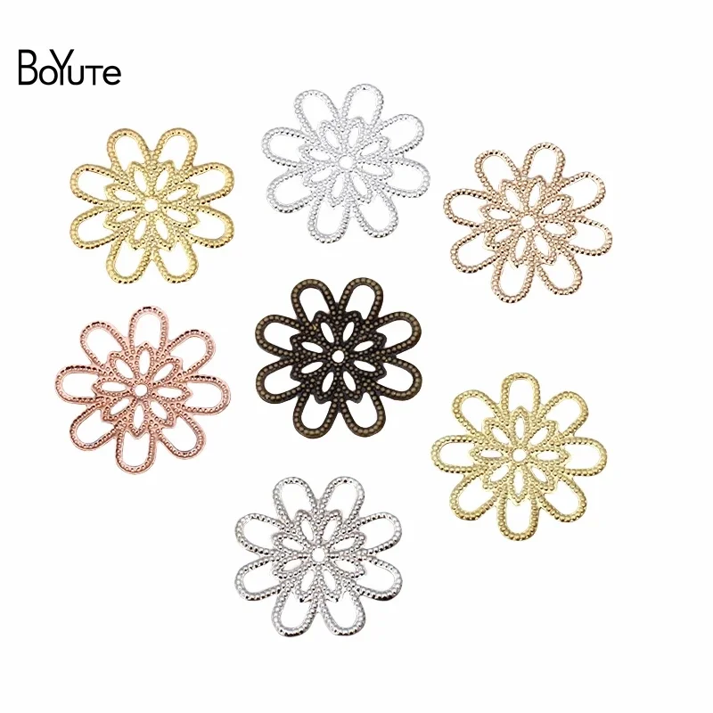 

BoYuTe (100 Pieces/Lot) 18MM Metal Brass Flower Plate Findings DIY Handmade Vintage Jewelry Materials