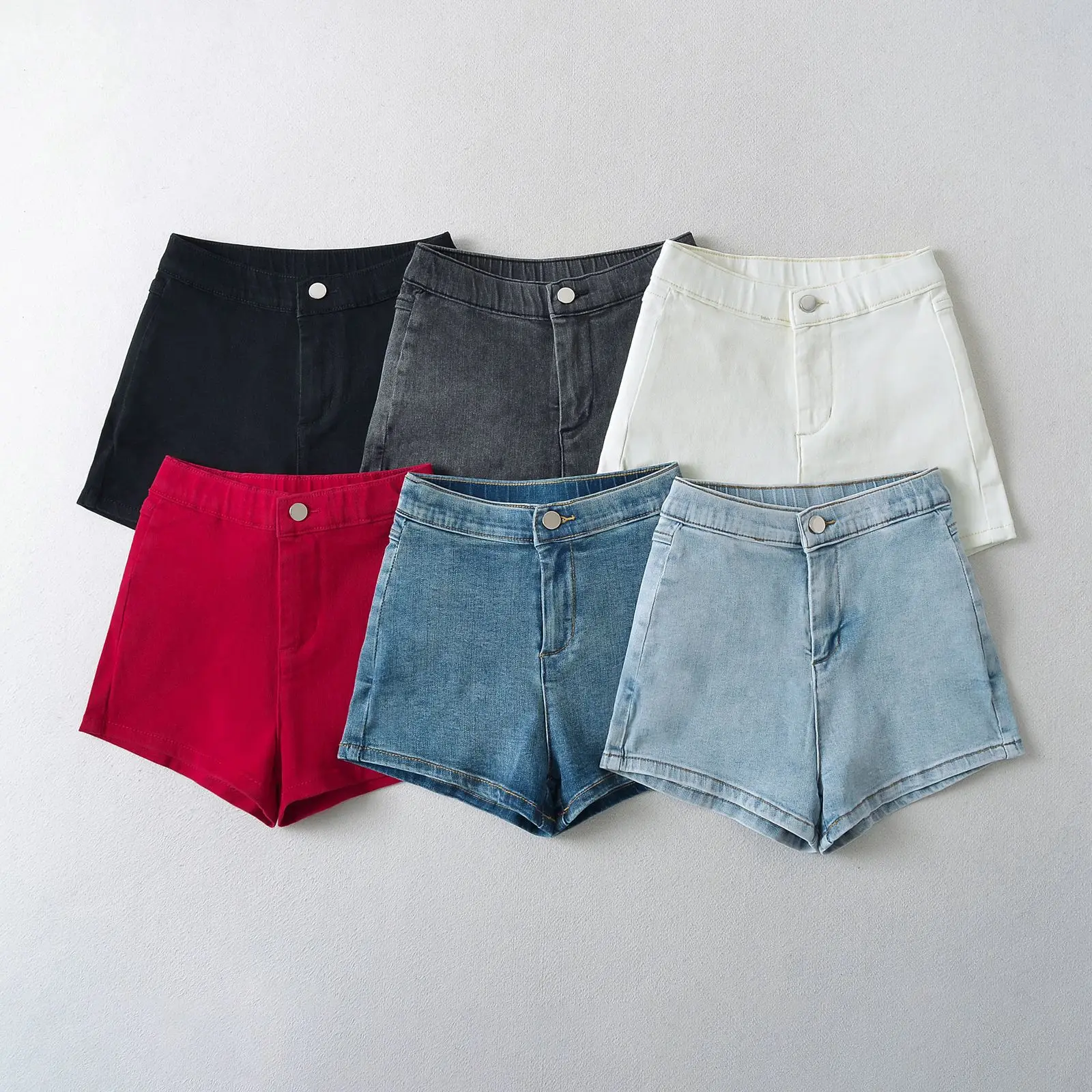 

Women Shorts Denim High Waist Jean Slim Fit Sexy Jeans Casual Pockets Spliced 2024 Summer Short Straight Pants Basics Denims