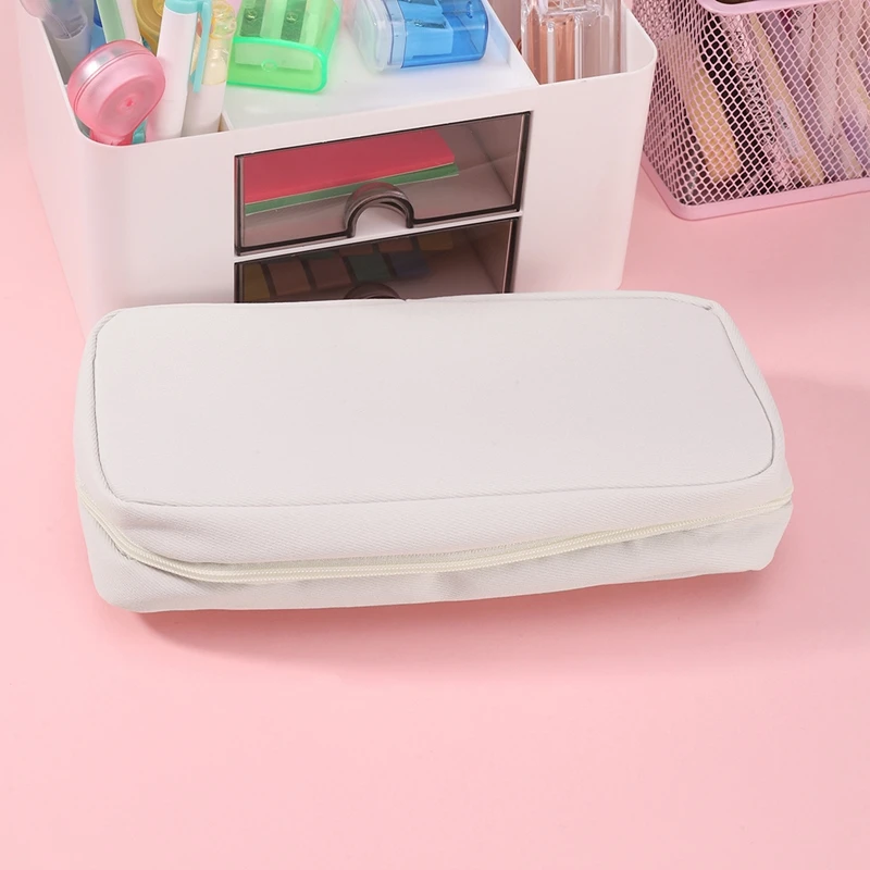 Pencil Case Large Capacity 3 Compartment Pen Pouch Double Side Opened Student Stationery Desk Organizer School Supplies