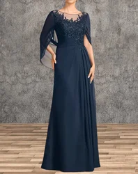 Vestidos longos de chiffon para a mãe da noiva, Vestido de casamento, Lace Applique, Vestidos para convidados