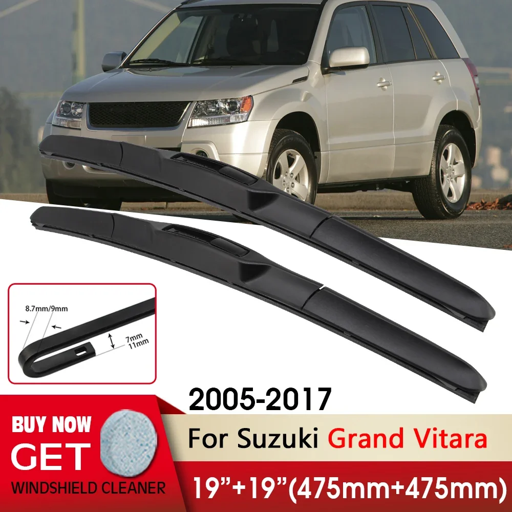 Lâmina de limpador dianteiro do limpador do carro 19 "+ 19" para suzuki grand vitara 2005-2017 ajuste u gancho braço pára-brisas janela dianteira