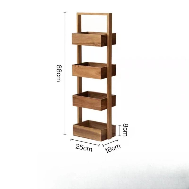 

Wooden multi-layer shelf Living room storage rack Floor-to-ceiling wooden storage rack Vegetable snack rack Bathroom wood
