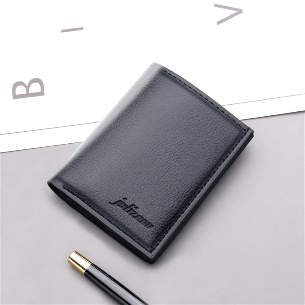 

Ultra Thin Wallet Men Business Money Bag Fashion Retro Solid PU Leather Card Holder Male Foldable Coin Purse ID/Credit Card Bag