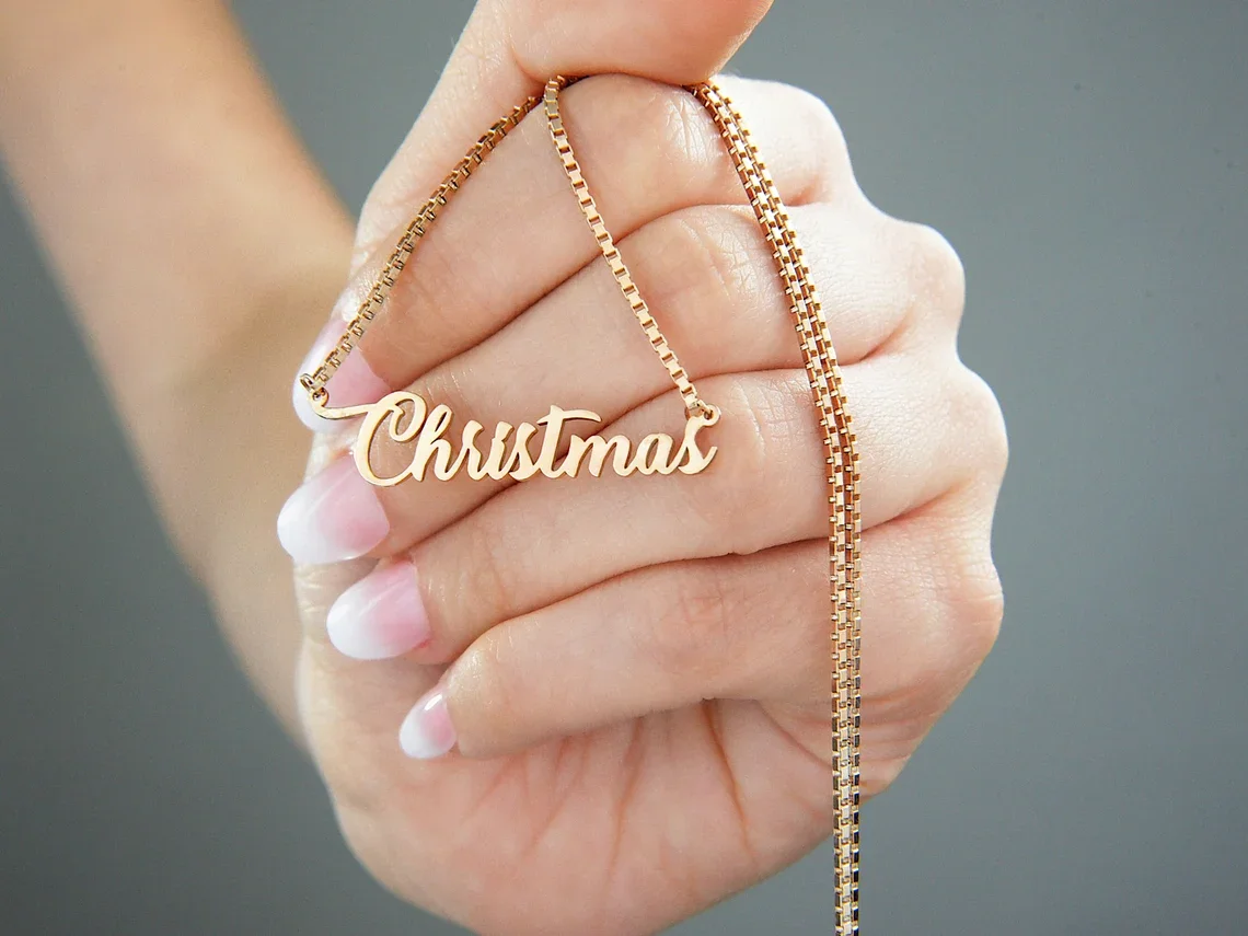 Personalised Gold Name Necklace with Box Chain  Custom Name Necklace Handmade Jewelry Personalised Birthday Gift for Her Mom