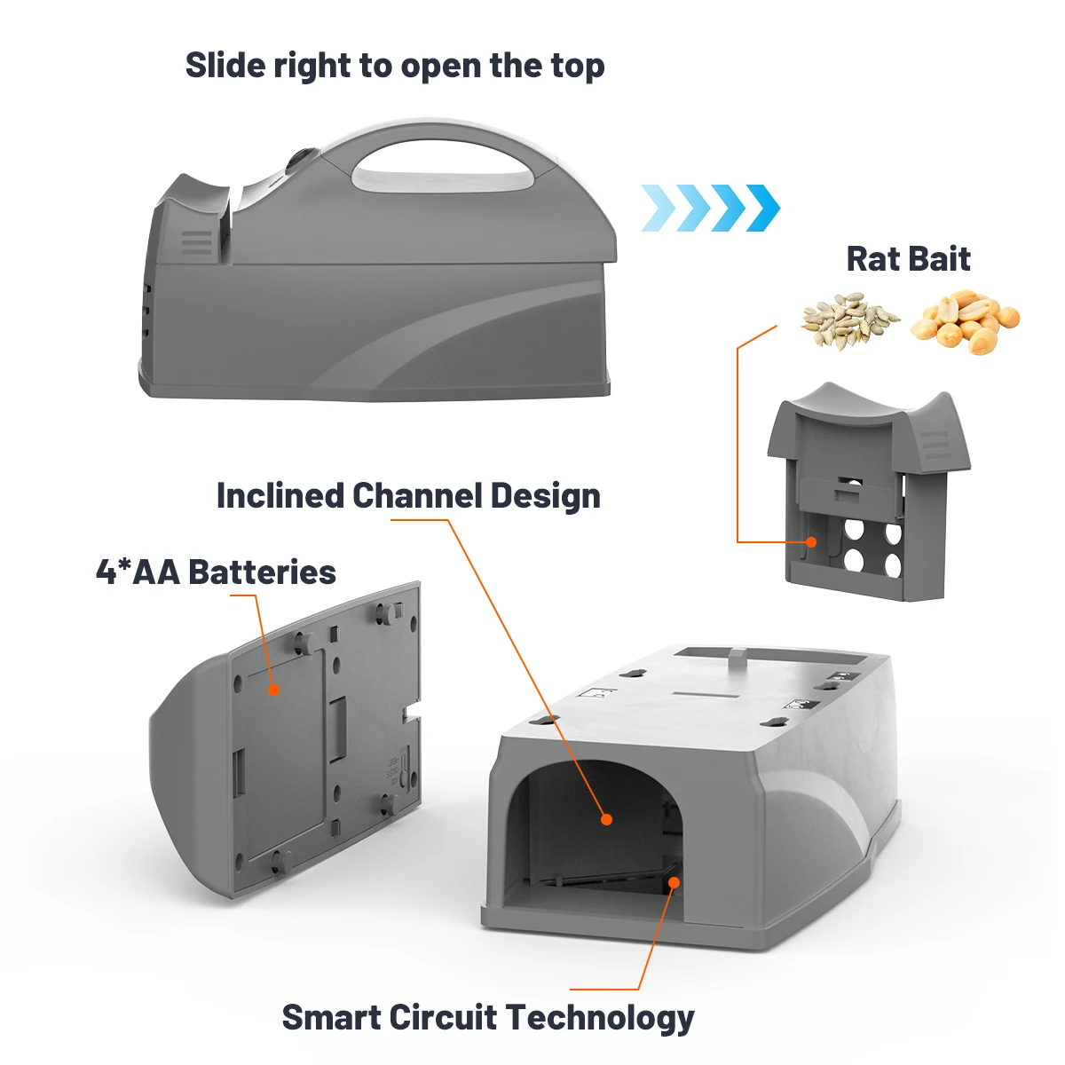 Smart WiFi Mouse Catcher Rodents Trap Applicable to Household Indoor Outdoor Garden Reusable Plastic Rodents Trap
