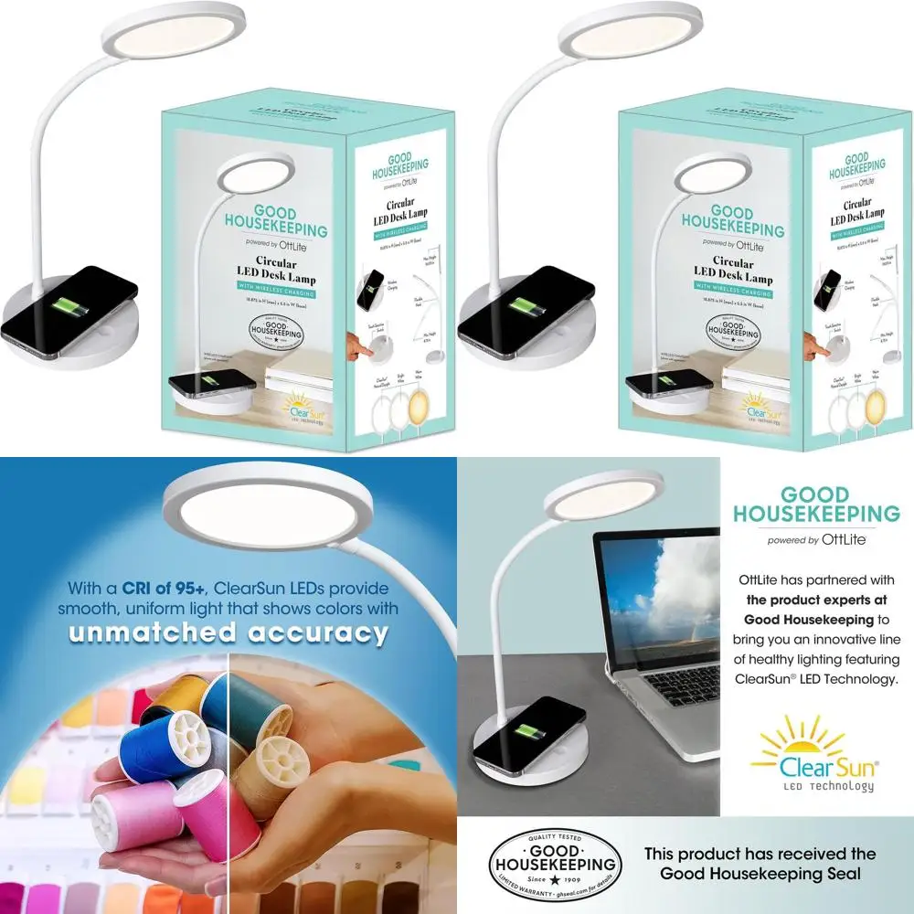 

Светодиодная настольная лампа с беспроводной зарядкой — регулируемая шея, 3 цветовых режима, уменьшает напряжение глаз для общежития, рукоделия, чтения