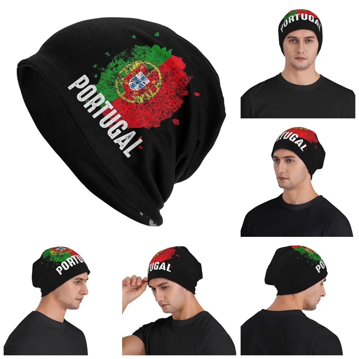 

Flag Of Portugal Warm Knitted Cap Fashion Bonnet Hat Autumn Winter Outdoor Beanies Hats for Unisex Adult