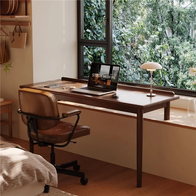 Solid wood balcony bay window table high and low foot computer table bedroom long and short leg desk