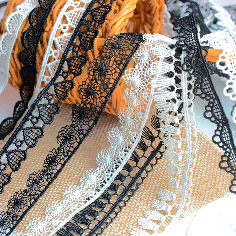 

Embroidery Lace Ribbon for DIY, White and Black, Necklace Material, Dress Garment Needlework, Sewing Accessories
