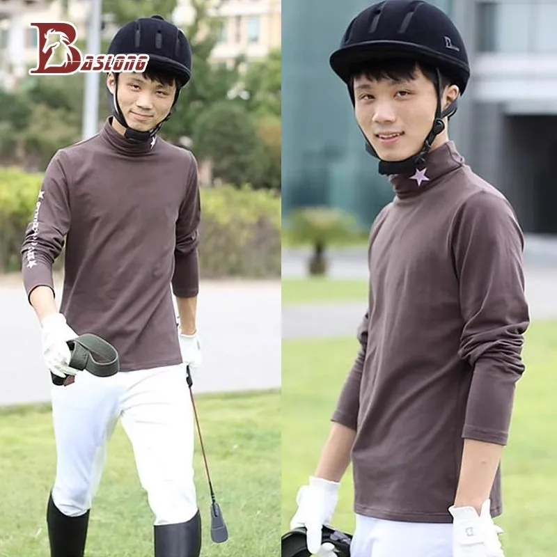 Equestrian Apparel For Men: Rider Gear, Equestrian Clothing, Long-sleeve Warm Turtleneck, Spring/autumn Equestrian T-shirt, Eque