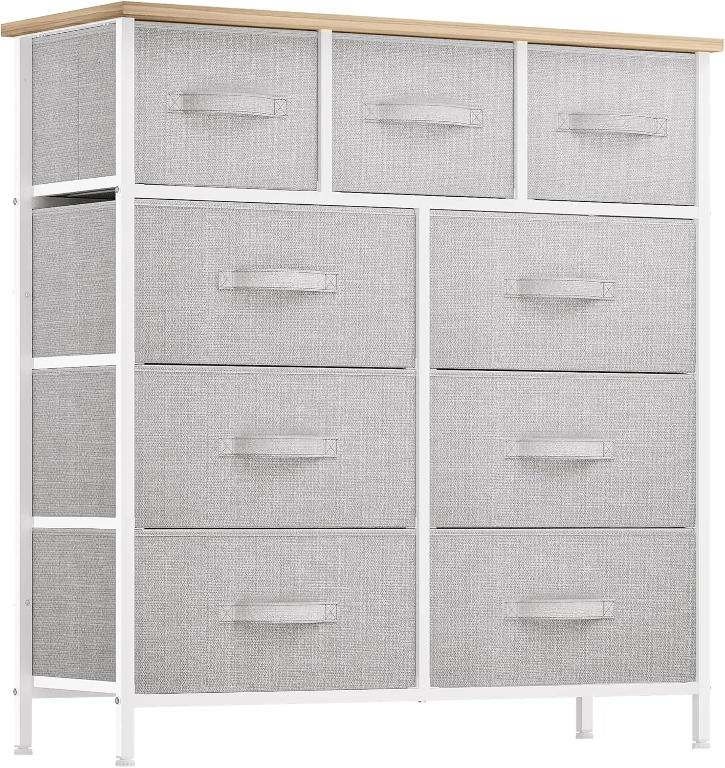 Dresser with 9 Drawers - Fabric Storage Tower, Organizer Unit for Room, Living Room, Hallway, Closets - Sturdy Steel Frame