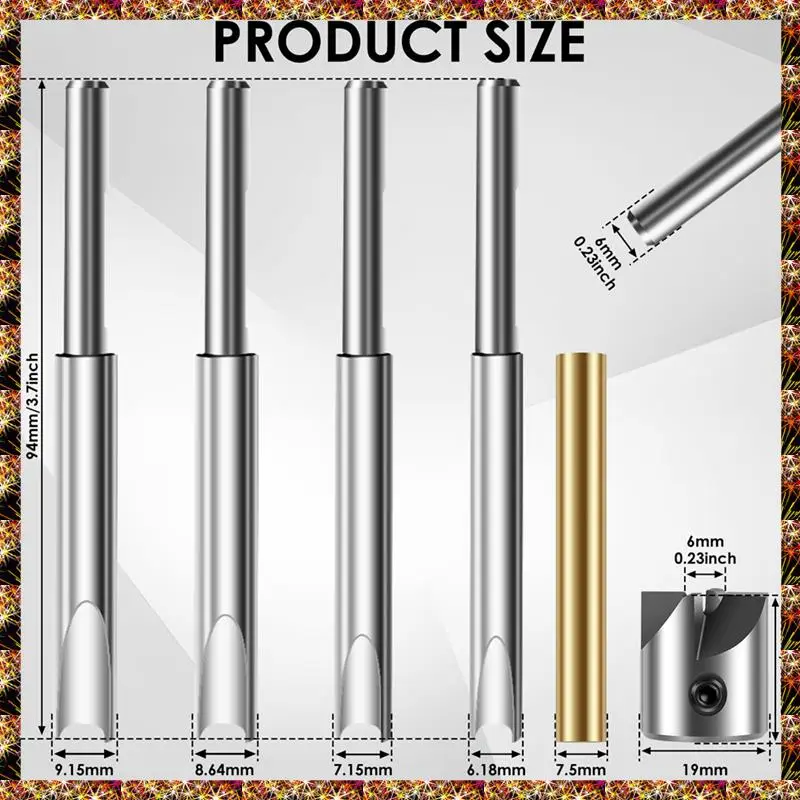 BTCL Wood Turning Tools Withsocket Adapter Pencil Barrel Trimming Kit, 6Mm 7Mm 8Mm 9Mm