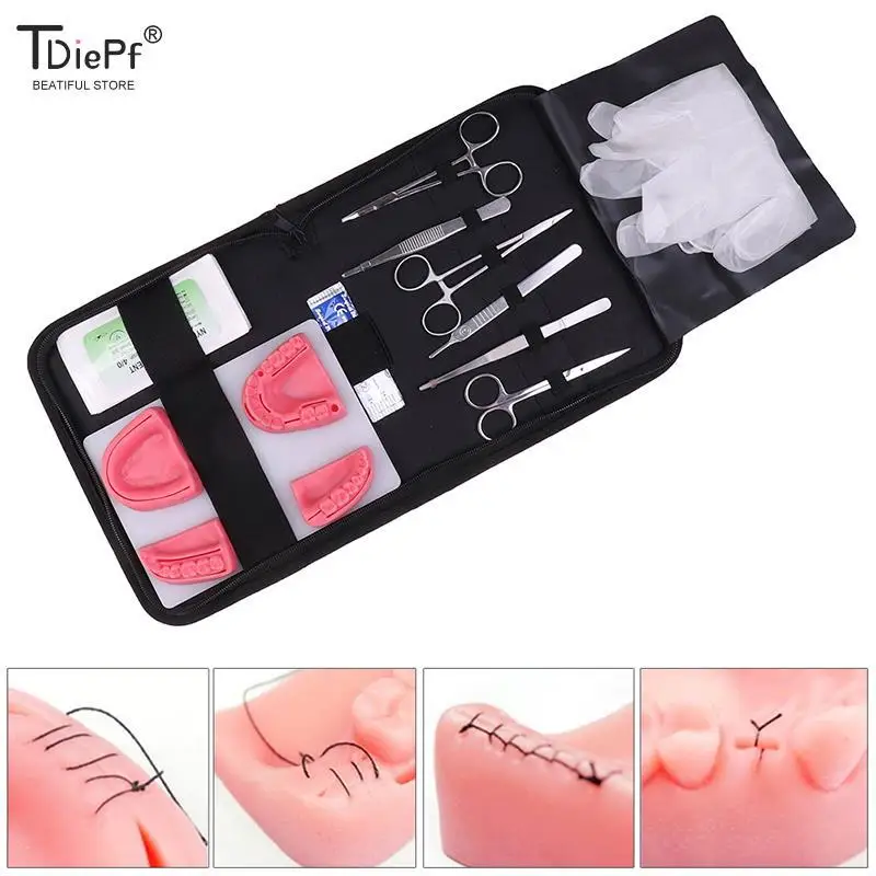 

Artificial Human Silicone Surgical Suture Training Kit Skin Operate Oral Teeth Gum Dental Wounds Dentist Medical Practice Teach