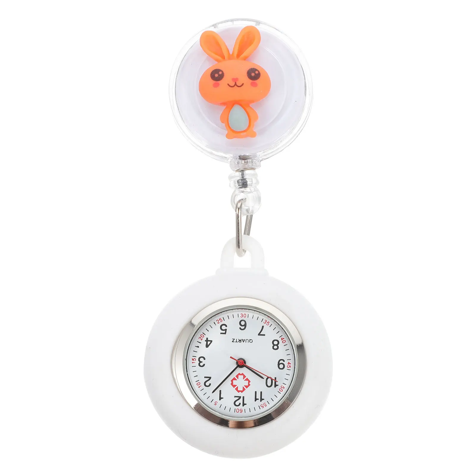 1Pcs Cute Rabbit Designed Pocket Watch Small Dial Chain Watch for Hospital Workers Comfortable Retractable Nurse Gift