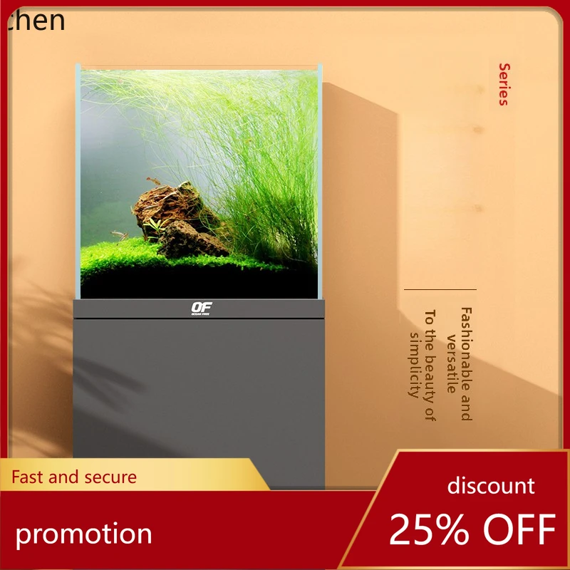 

Аквариум HXL для гостиной с нижним фильтром, для золотых рыбок, с экологическим ландшафтным дизайном, нижний шкаф, ультрапрозрачное стекло, квадратный аквариум