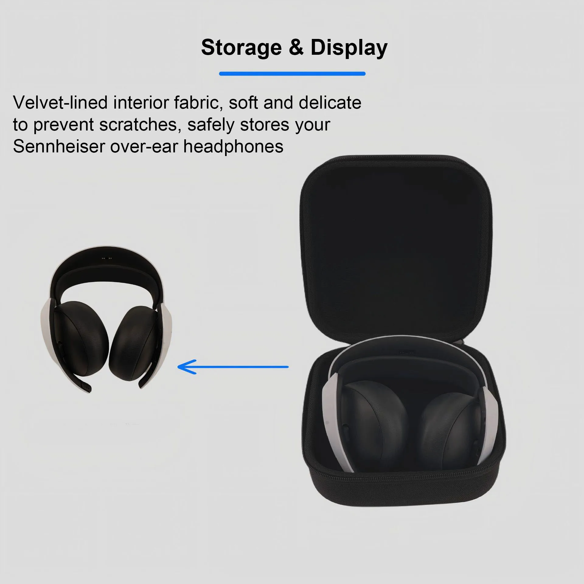 

Headphone Headset Case Portable Storage Bag for Sennheiser HD598 HD600 HD650 Headphones Handheld Bag