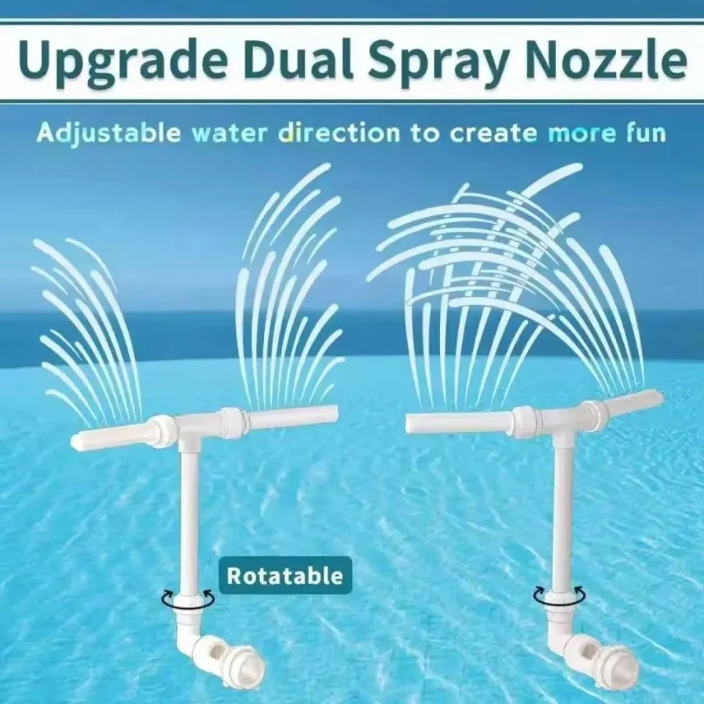 New Adjustable Water Flow Pool Fountain Rotatable Dual Spray Dual Spray Nozzle White Pool Water Sprayer Swimming Pool