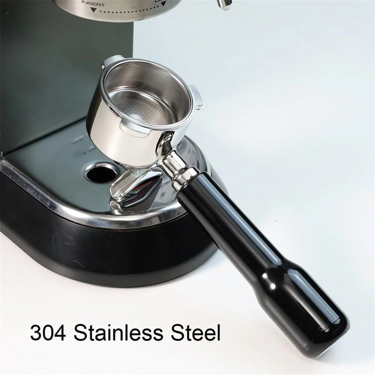 QA88X 51mm Coffee Portafilter 3 Ears with Double Spout for Delonghi Dedica EC680/EC685/EC785/EC820/EC850/EC860-ABS Handle