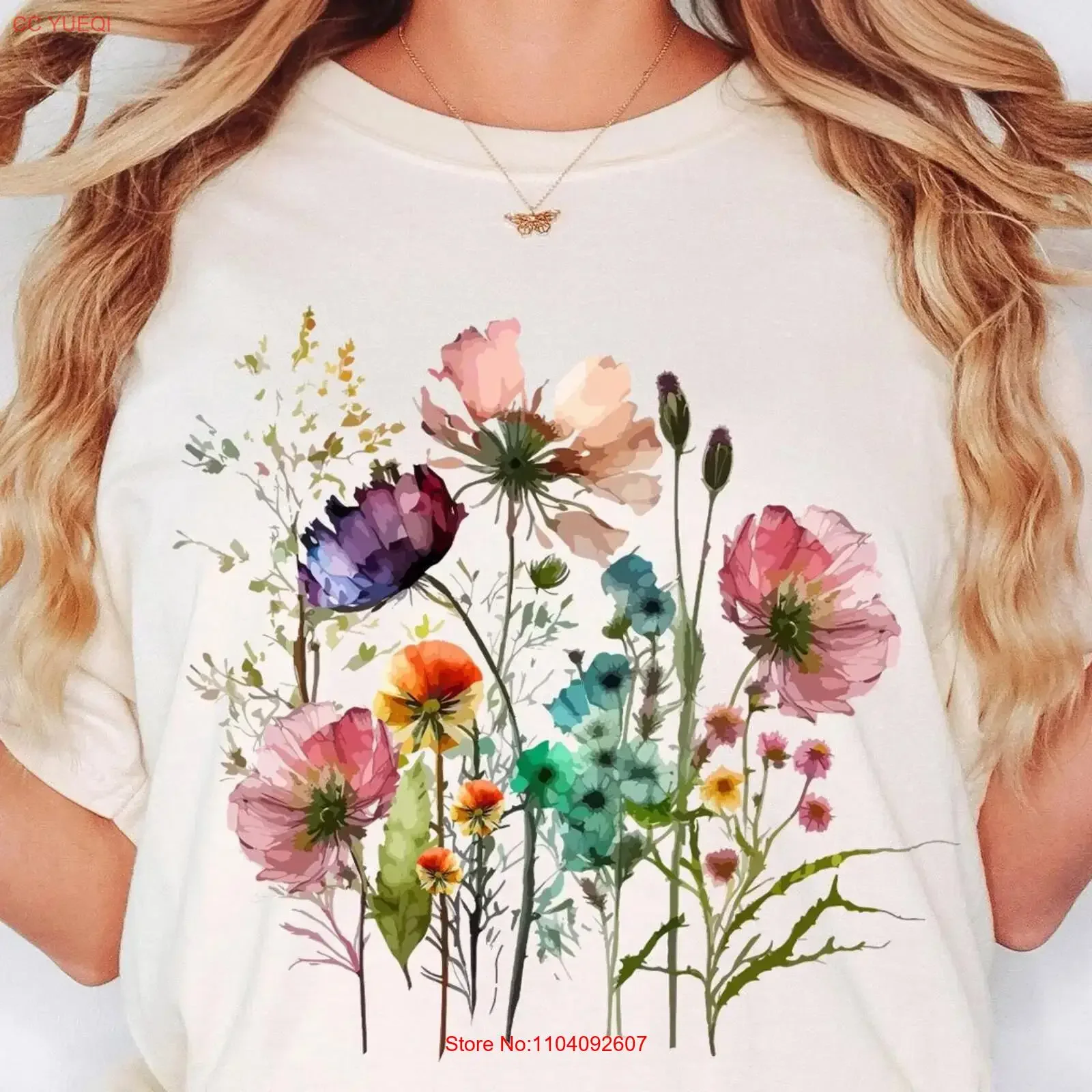 Boho Cottagecore T Shirt Wildflowers Vintage Pressed Flowers Botanical Floral for Gardener SweaT vintage Washed Breathable Soft