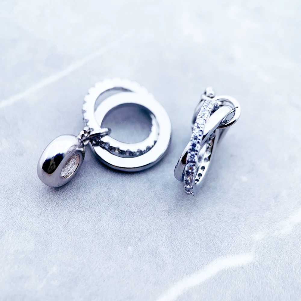 Anhänger-Doppelring für Damen aus 925er Sterlingsilber, romantischer Schmuckzubehör – Detail 6
