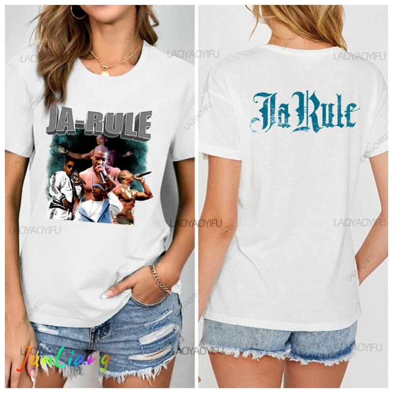 Ja Rule Fan Gift Mens Clothes Retro Rap Singer Men's Clothing Unisex 100% Cotton Harajuku Shirts Graphic Tee Goth Y2k Shirt