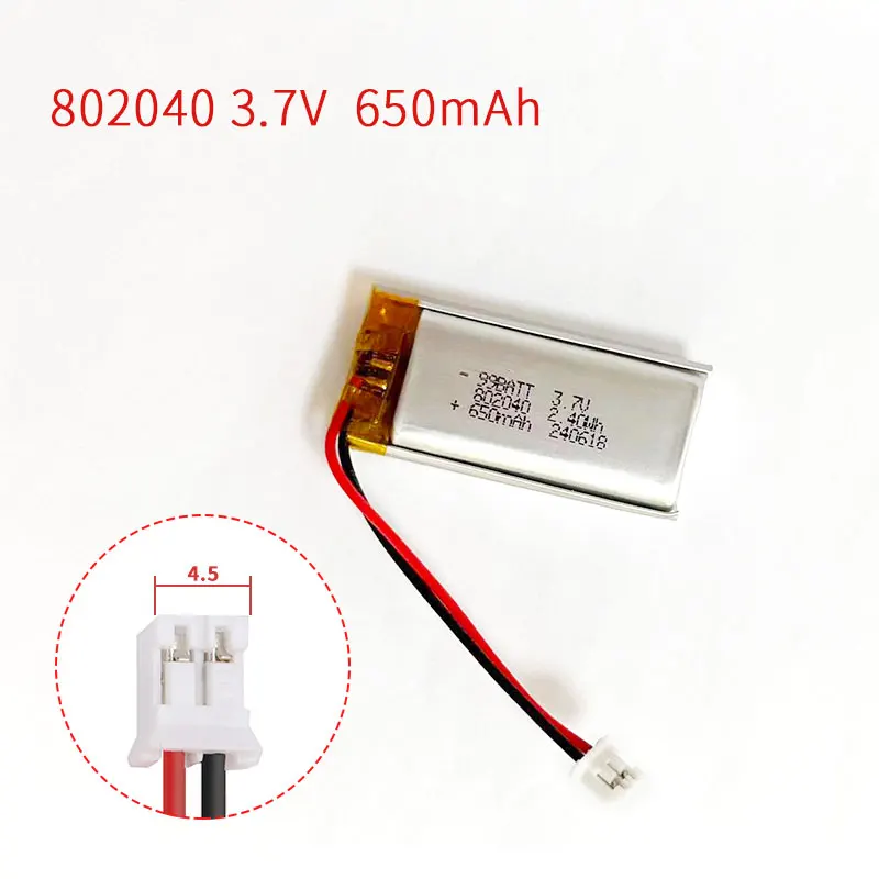 10pcs 3.7V Lipo Lithium Polymer Battery 650mAh 802040 Lithium Soft Pack Battery for Electronic Toys Detectors Scanners VR Glass