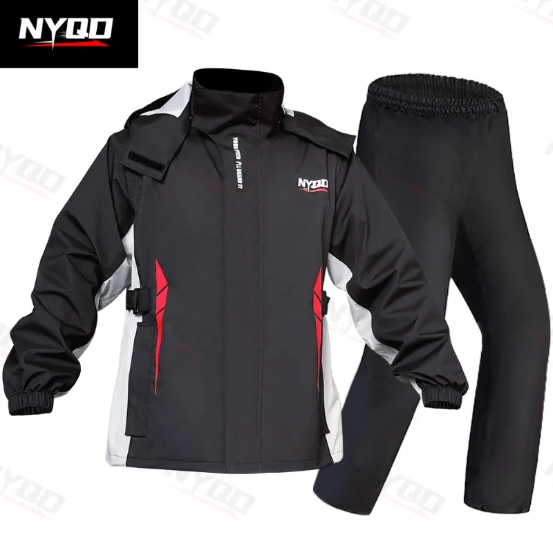 Men Motorcycle Raincoat Lightweight Outdoor Riding Full Body Split Raincoat Reflective Waterproof Motorbike jacket pants M-3XL