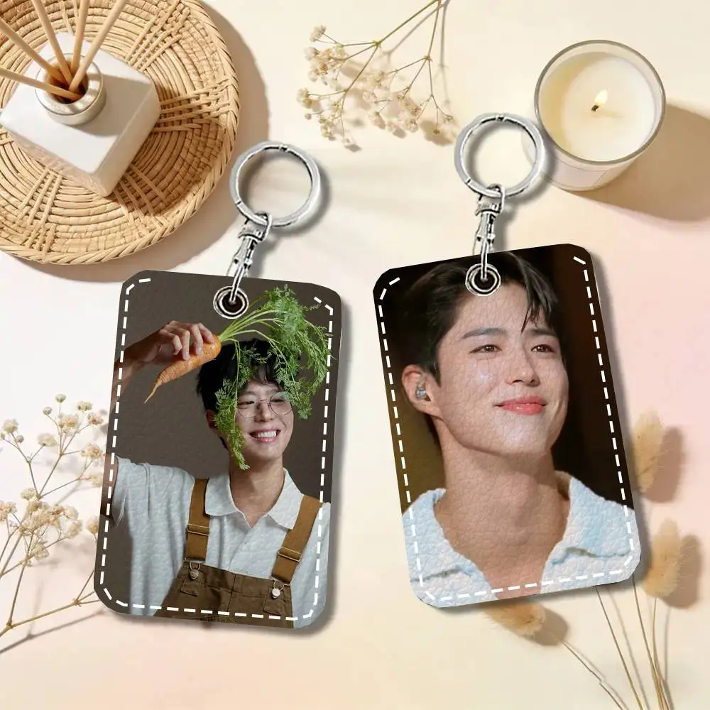 South Korean Actor Park Bo Gum Card Case Keychain Access Card Bag Key Tag Ring Leather Card Holder Key Ring Access