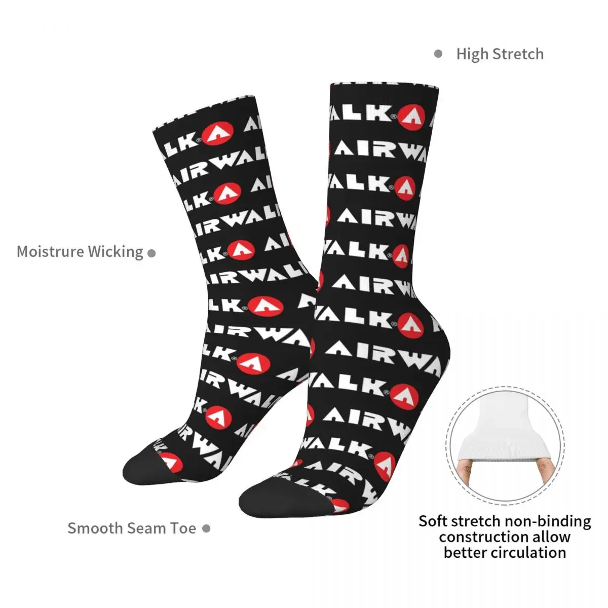 Tattoo Old School Airwalk Socks Harajuku Sweat Absorbing Stockings All Season Long Socks Accessories for Man's Woman's Gifts