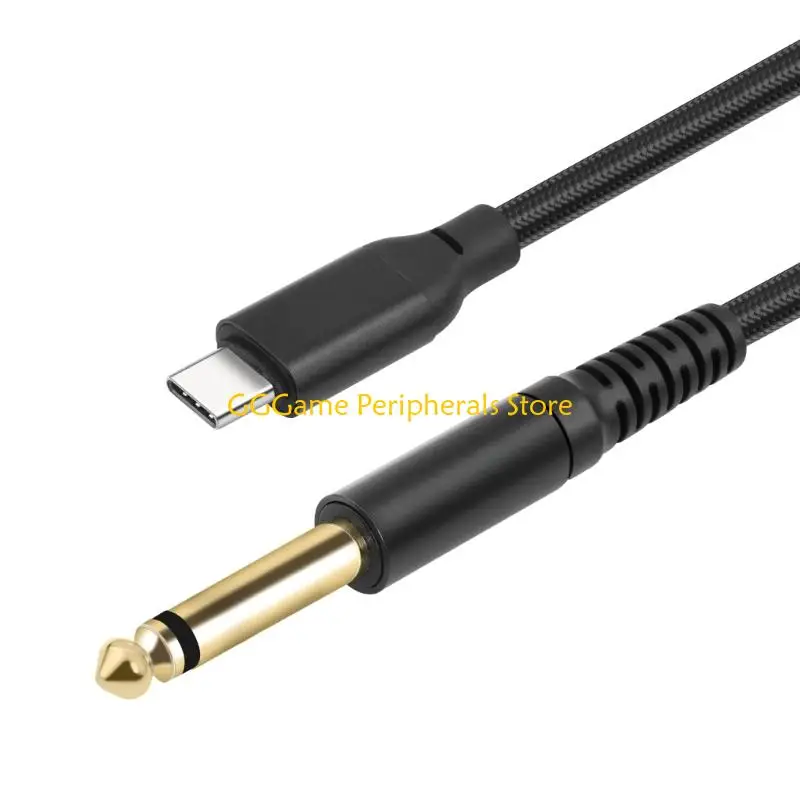 U55B 1m/2m/3.0m Type C to 6.35mm 1/4inch TRS Guitar Cable Line Microphone Cord Wire for Electronic Piano Electronic Drum
