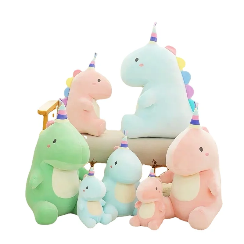 23cm Cute Rainbow Angle Dinosaur Plushie Pillow Stuffed Green Blue Dinos Pink Dinosaur Baby Cuddly Appease Kids Pillow Toy