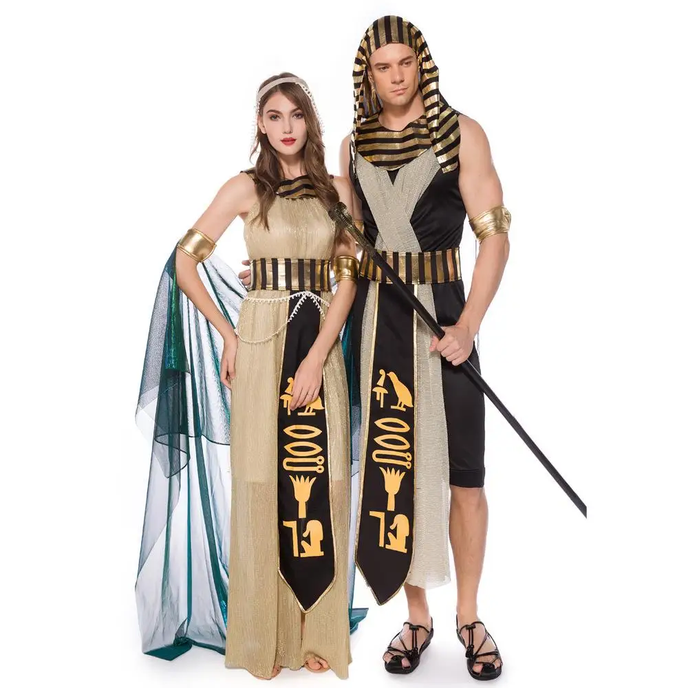 زي تنكري للهالوين عبر الحدود، زي الفرعون والملكة، ملابس الأمير والأميرة الرومانية القديمة، زي مسرحي عرقي للنساء #2