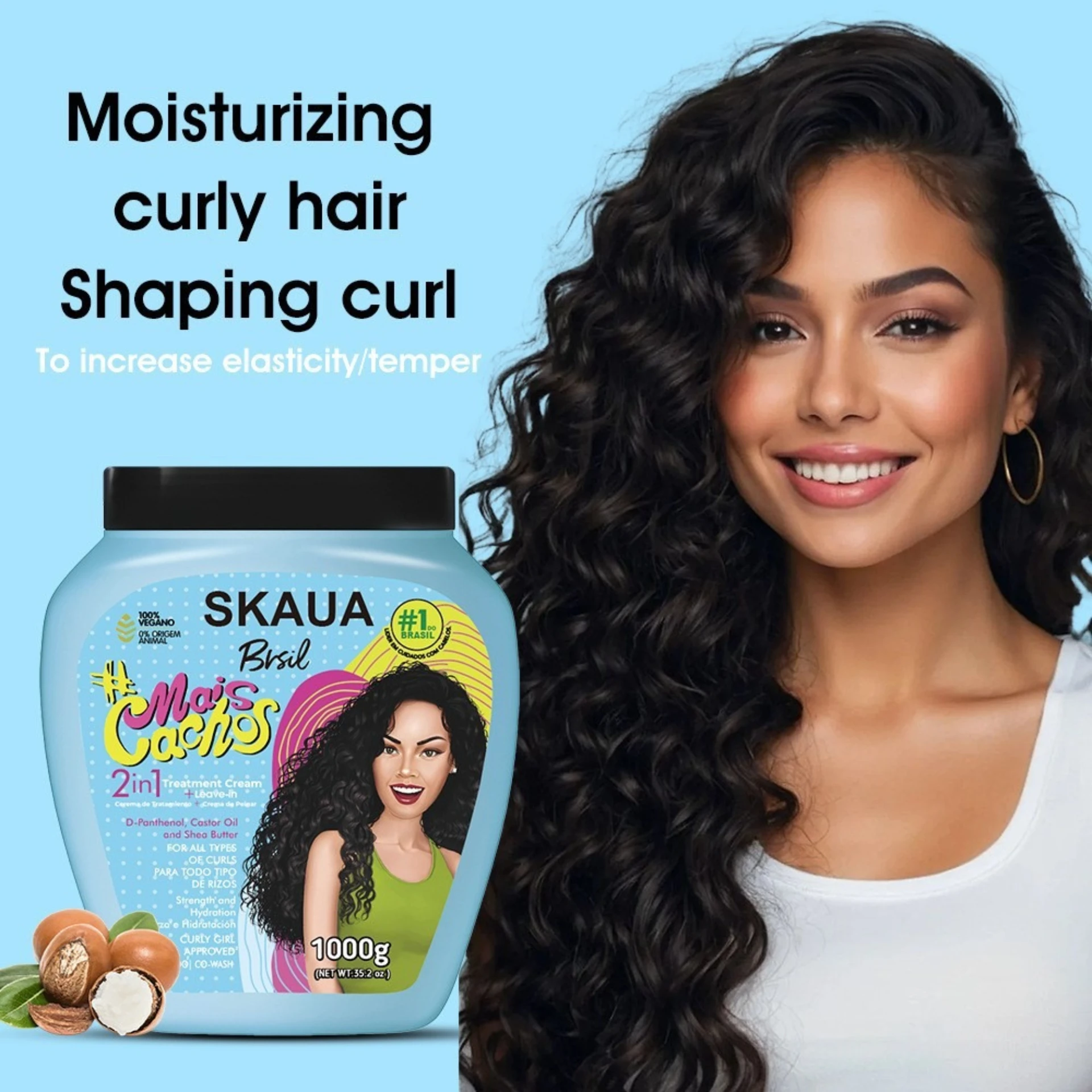 Hair Mask 2 in 1 Moisturizes curly hair eliminates frizz repairs and increases elasticity curly hair styling