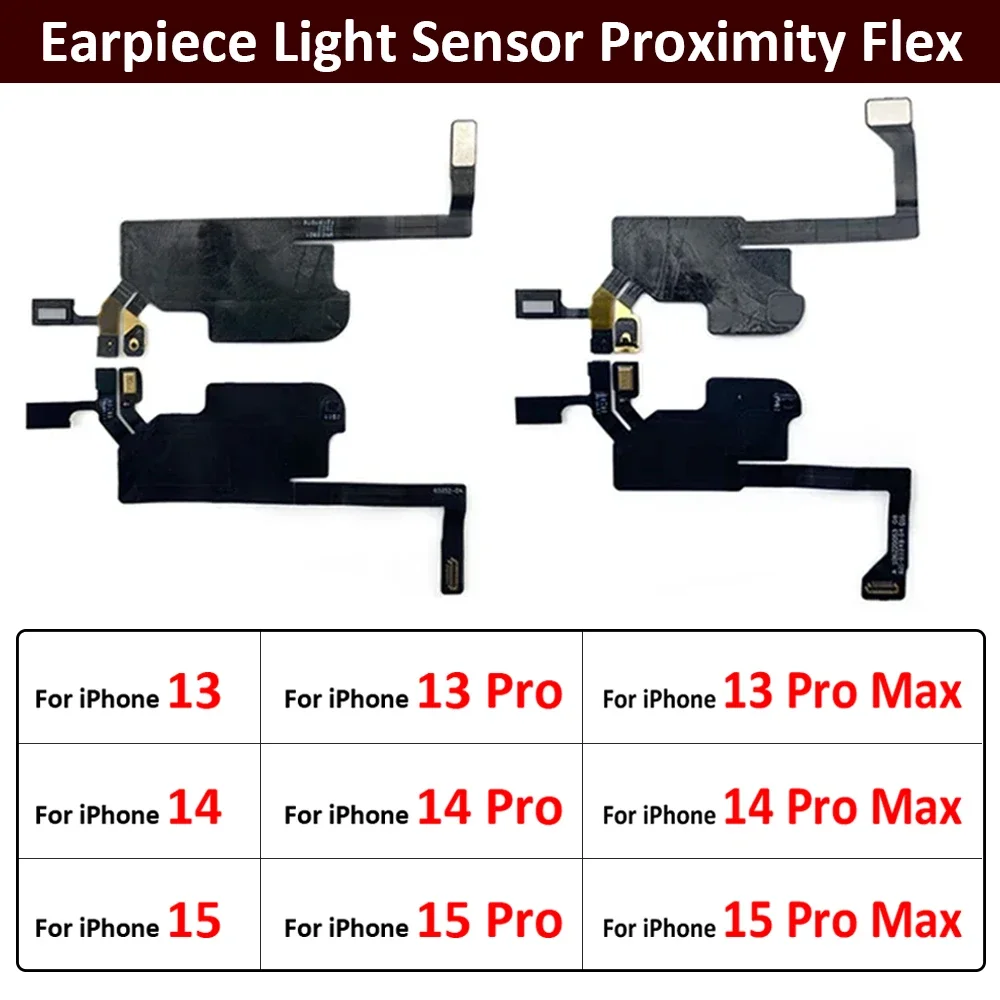 Earpiece Light Sensor Proximity Flex Cable For iPhone 13 14 15 Pro Max Plus Mini with Mic Ear Speaker Ribbon Repair Parts